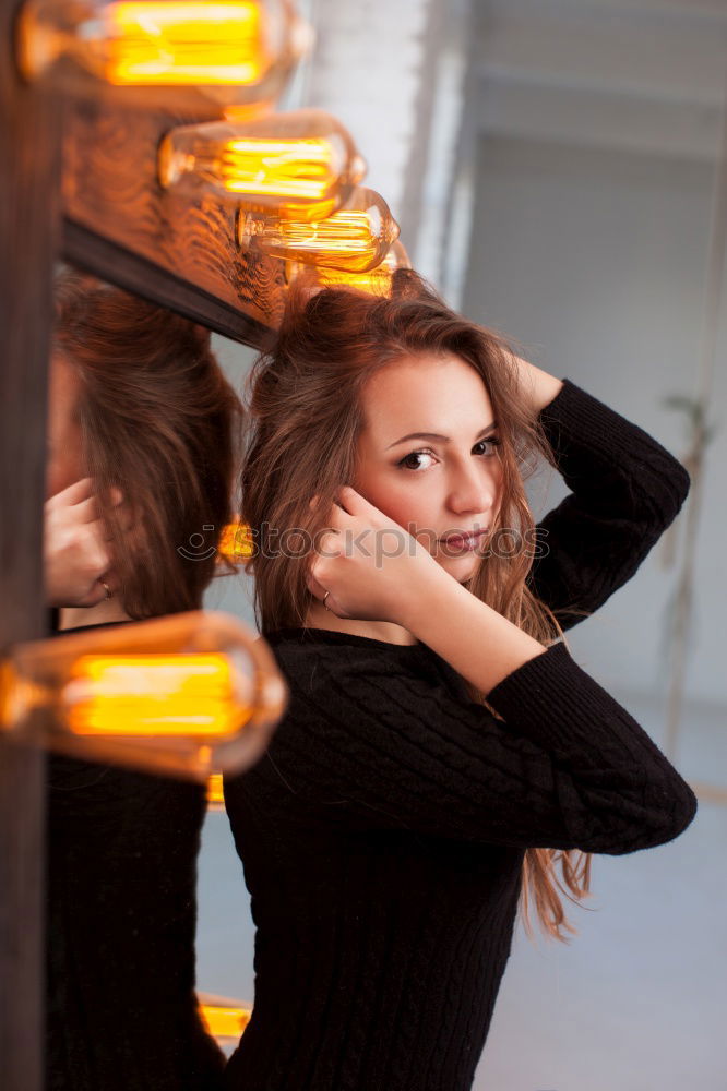 Similar – Image, Stock Photo Woman closing face with hand