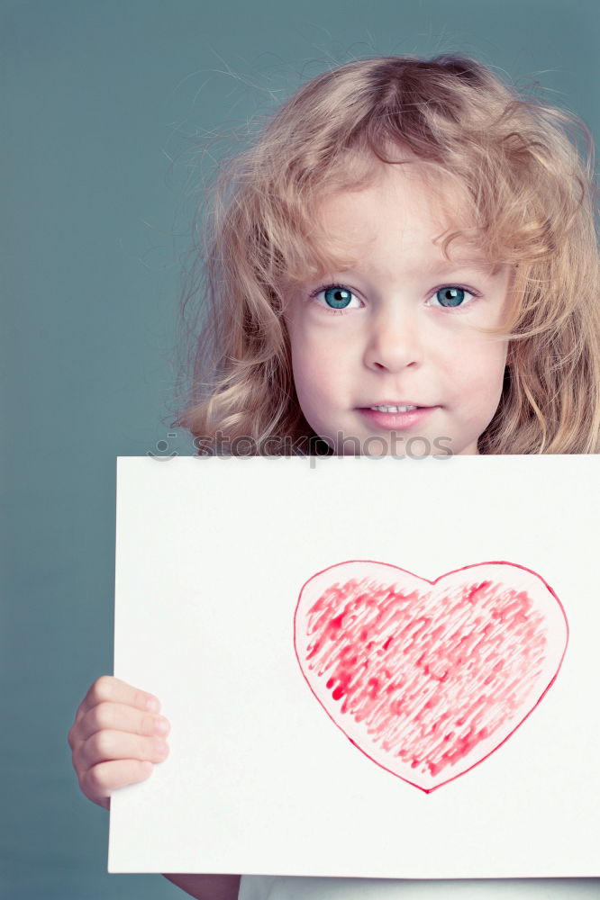 Similar – Image, Stock Photo Boy with chalk doesn’t want hate but love