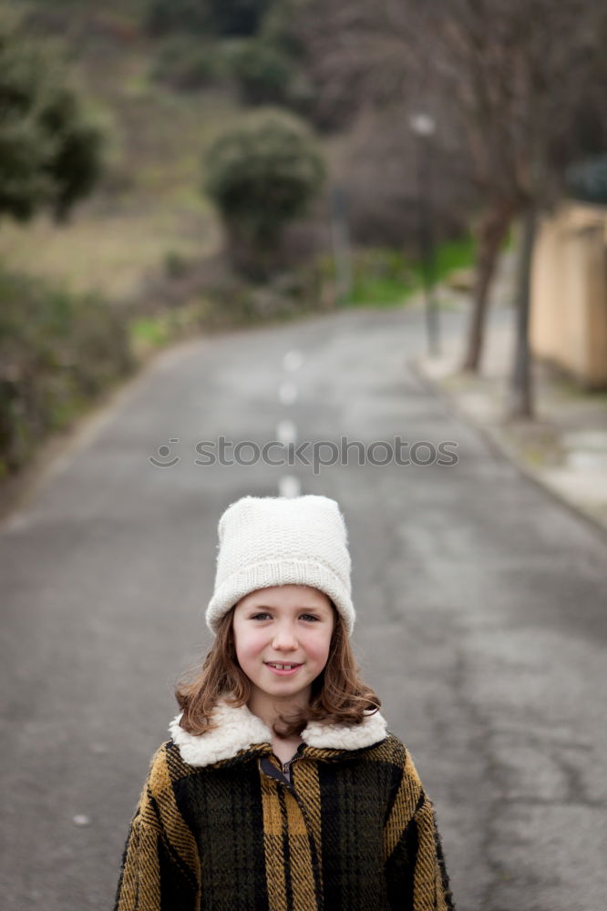 Similar – Image, Stock Photo Beautiful girl with wool hat at winter