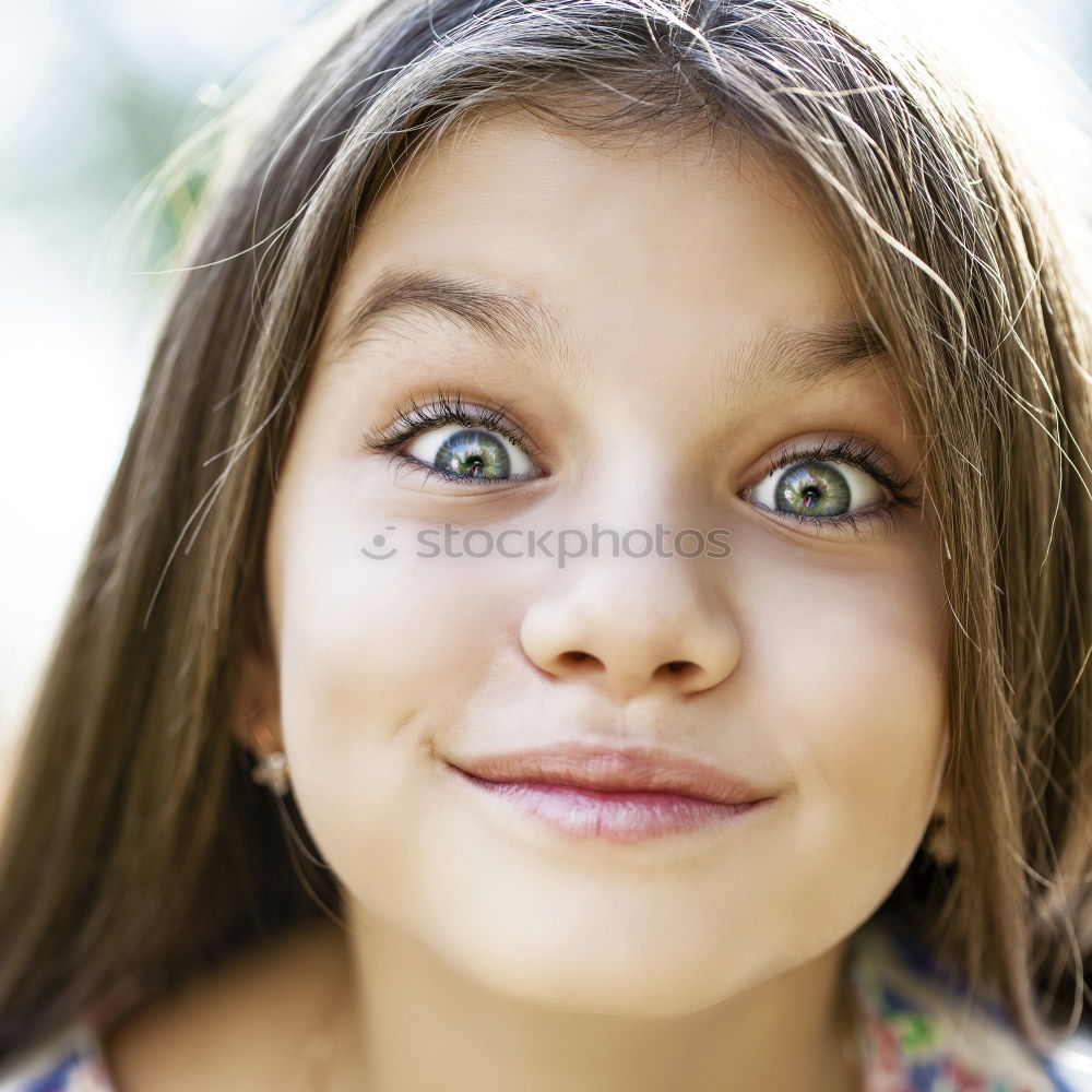 Similar – Image, Stock Photo Cute and happy little girl portrait outdoors