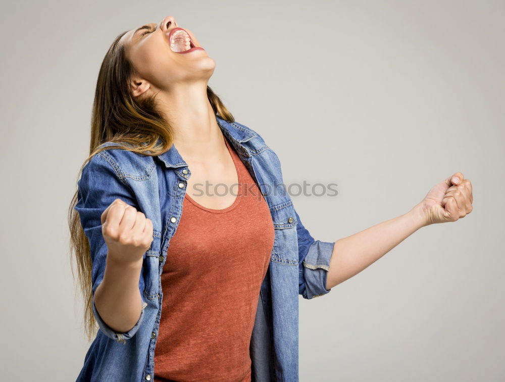 Similar – Delighted woman with eyes closed