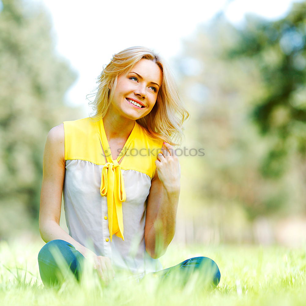 Similar – Image, Stock Photo Young black woman, afro hairstyle, sitting on a wall smiling