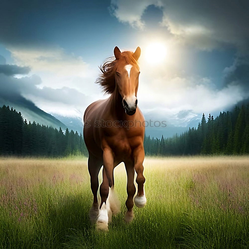 Similar – Image, Stock Photo Haflinger. Horse Pasture