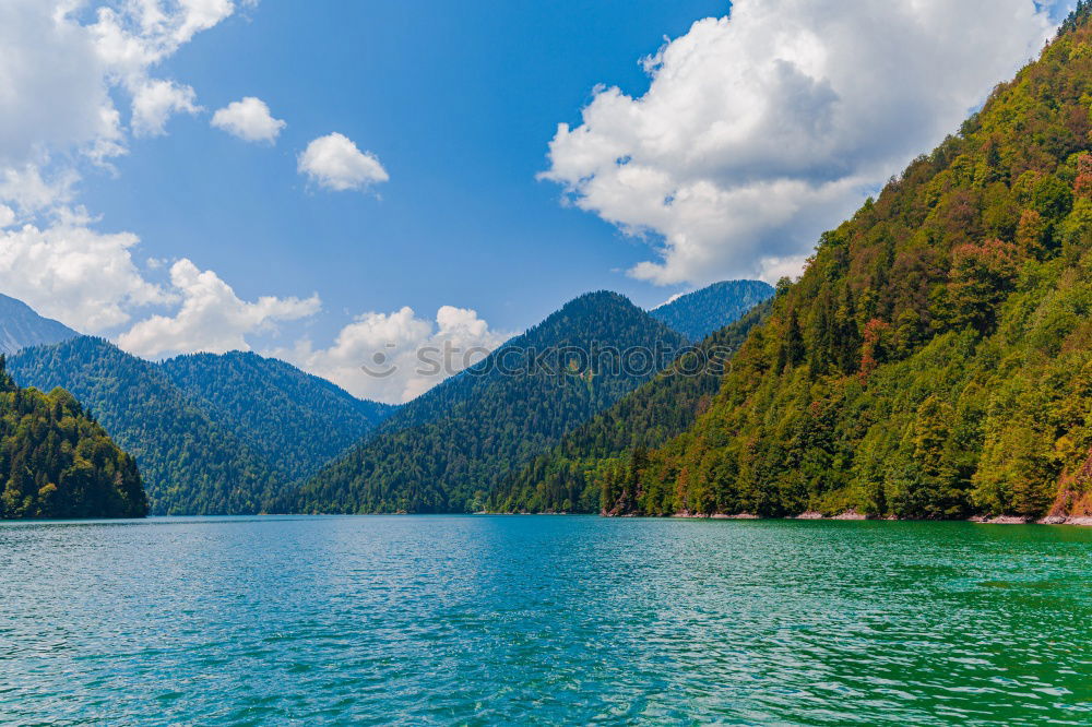 Similar – Image, Stock Photo Lake with jetty and mountains in the background