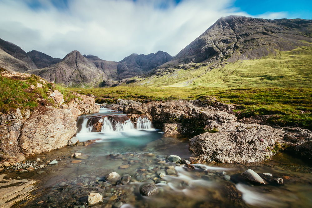 Valley at Applecross Pass with river in Scotland