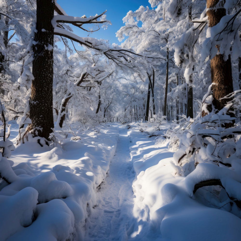 Similar – Image, Stock Photo On the way in the snowy forest