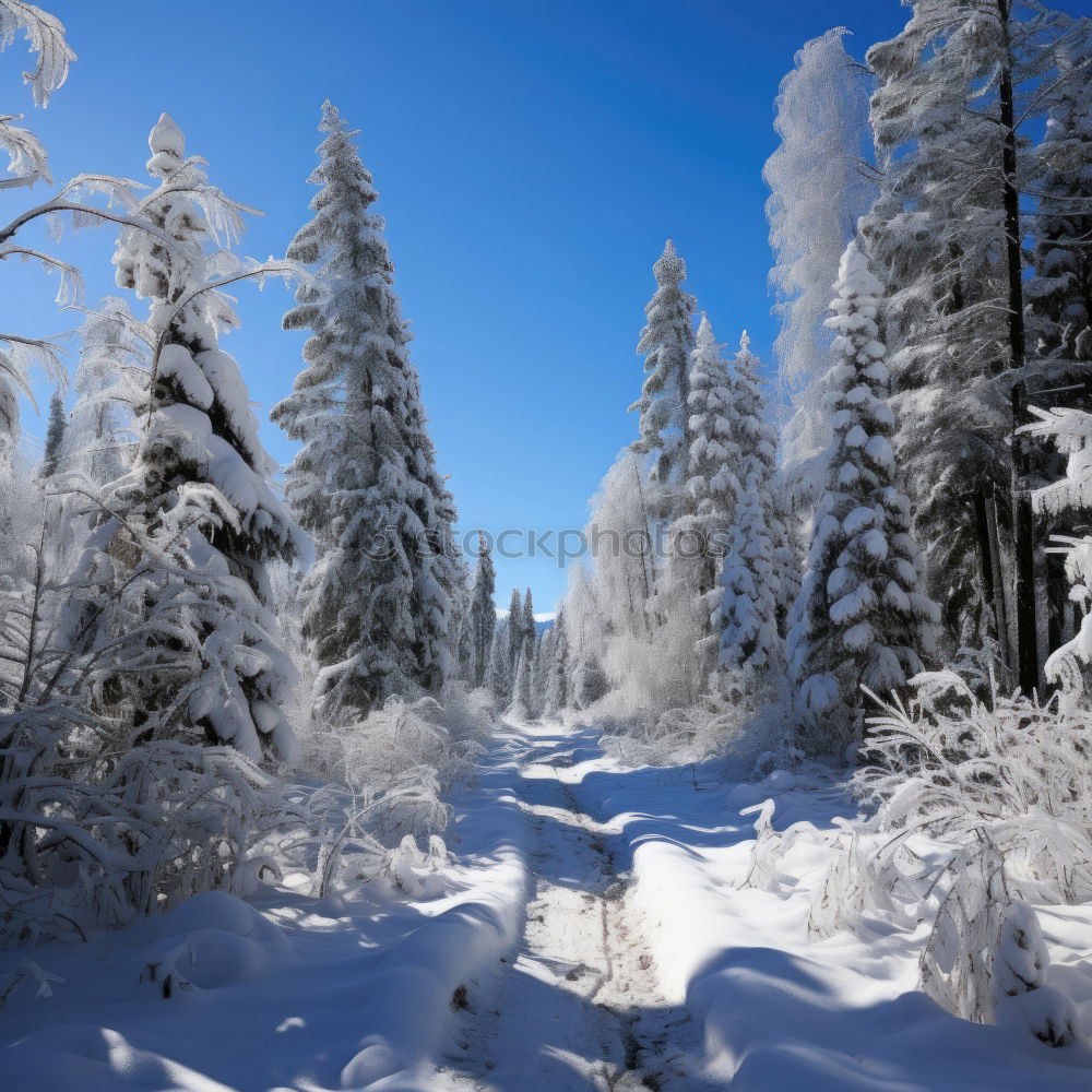 Similar – Image, Stock Photo On the way in the snowy forest