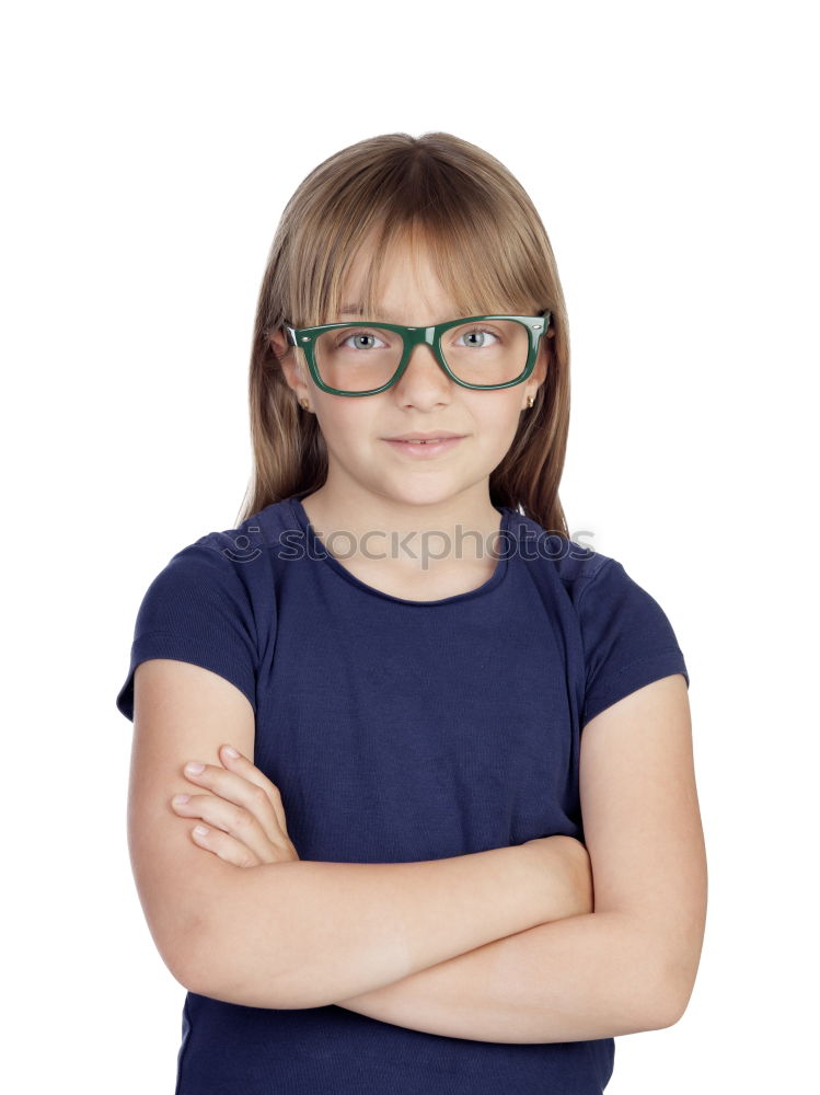 Similar – Image, Stock Photo Cute schoolgirl posing in a classroom