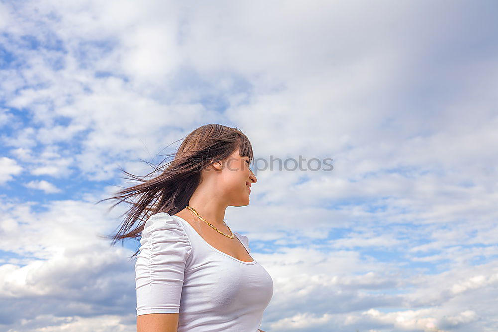 Similar – young brunette woman on a lifeguard tower