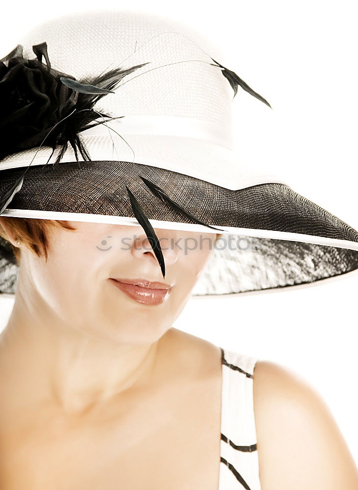 Image, Stock Photo Chica con sombrero grande y sol