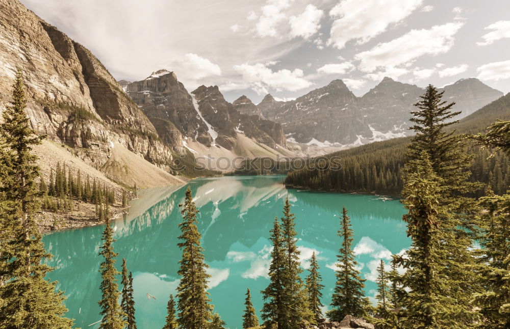 Similar – Wooden dock on lake in mountains