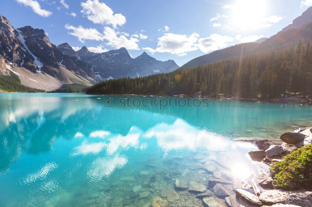 Similar – Image, Stock Photo Summer day at beautiful Moraine Lake