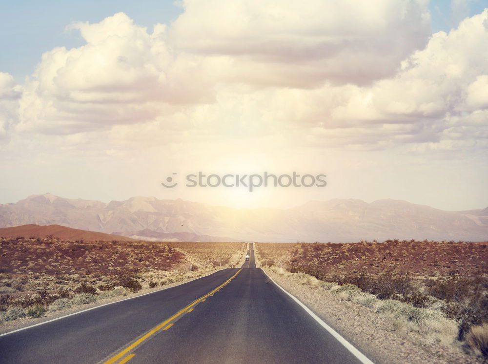 Image, Stock Photo Girl in the middle of Route 66