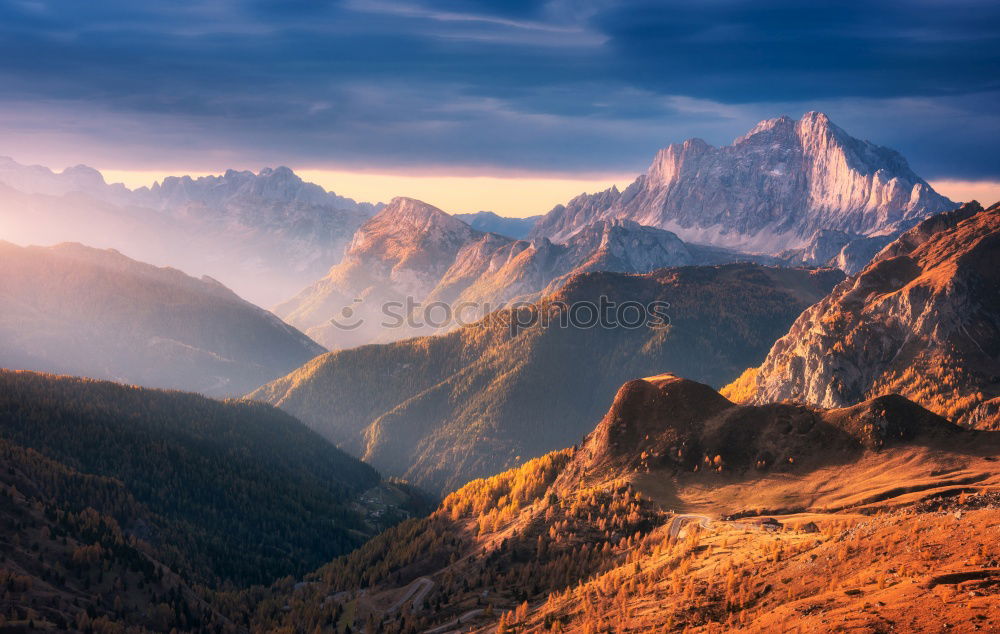 Similar – Blue mountains and hills at sunset