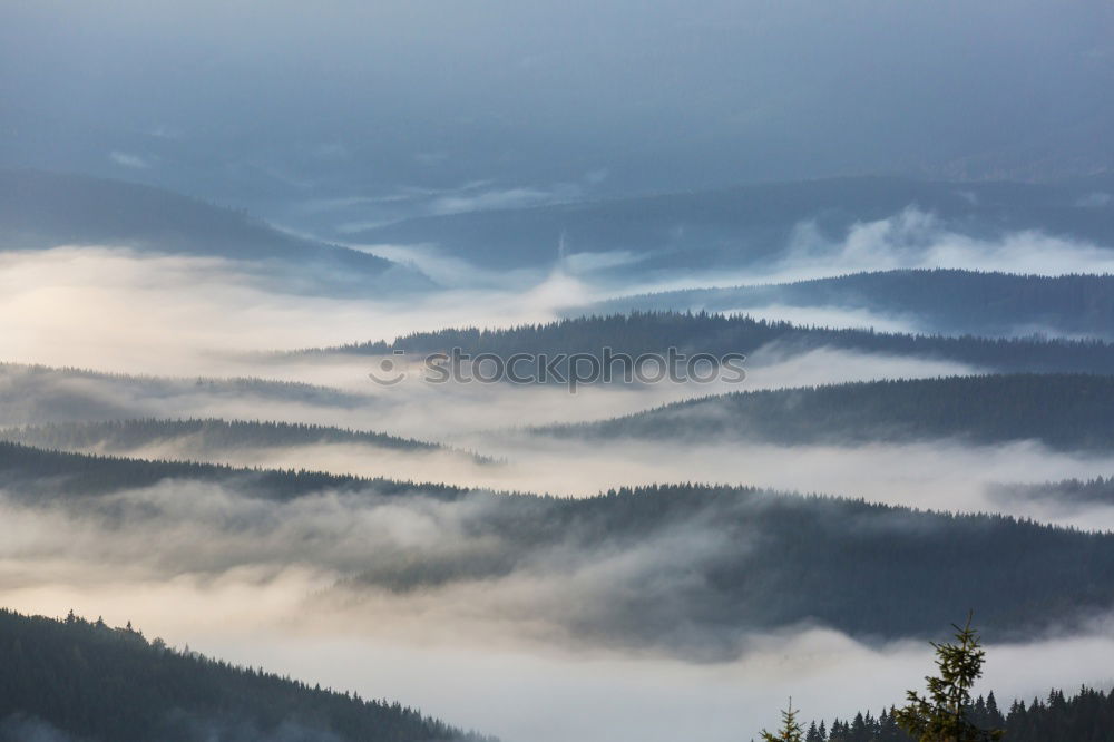 Similar – Image, Stock Photo fog over the mountains and valleys