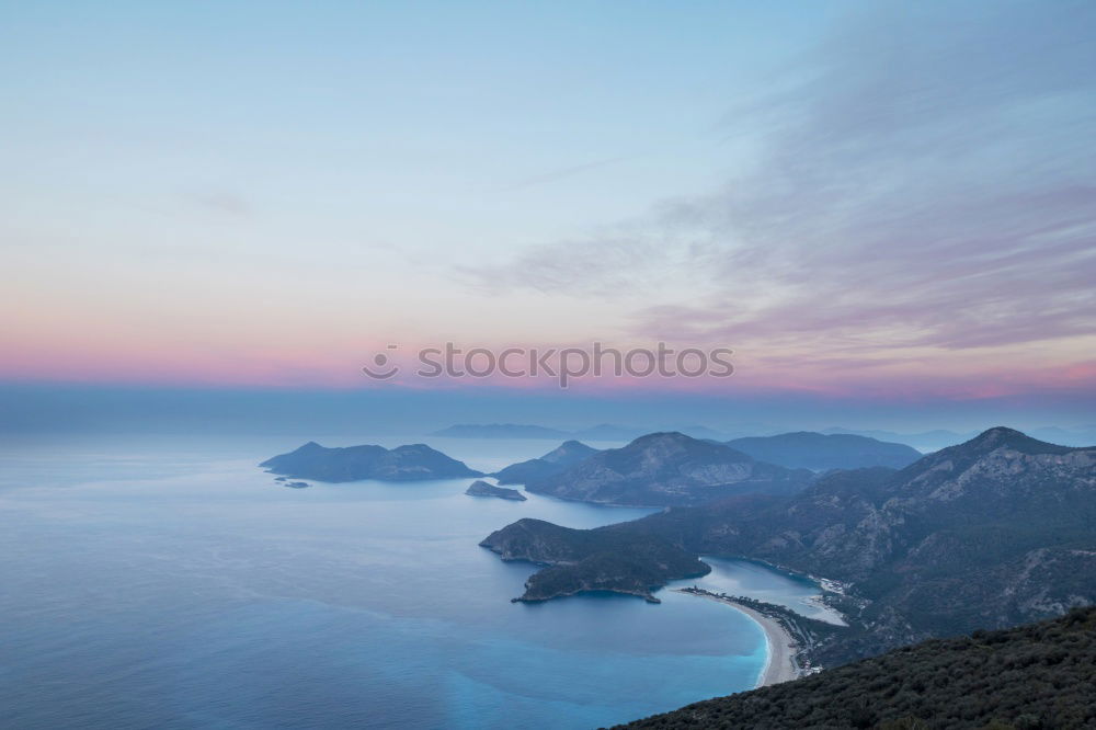 Similar – Image, Stock Photo Big mount and coastal town