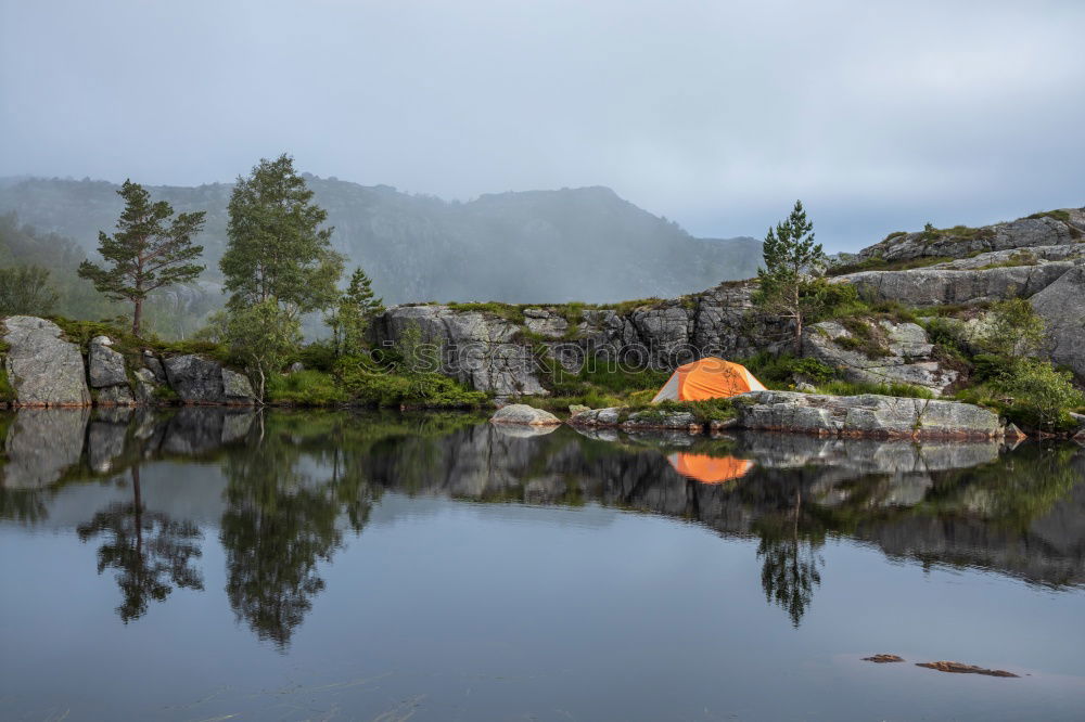 Image, Stock Photo Tent and bike in mountains