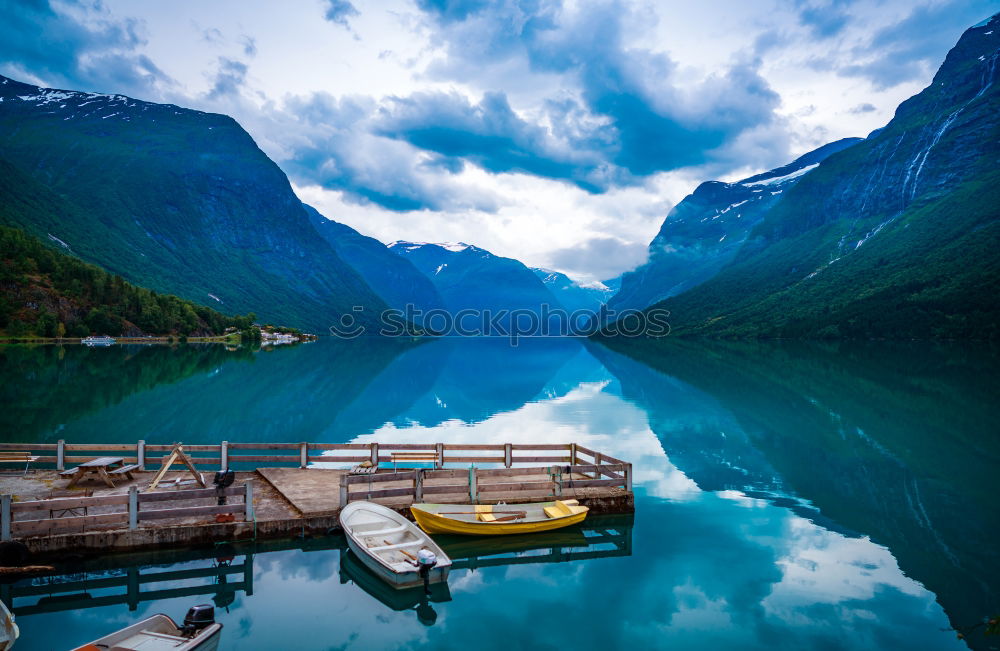 Similar – Image, Stock Photo View of the Geirangerfjord