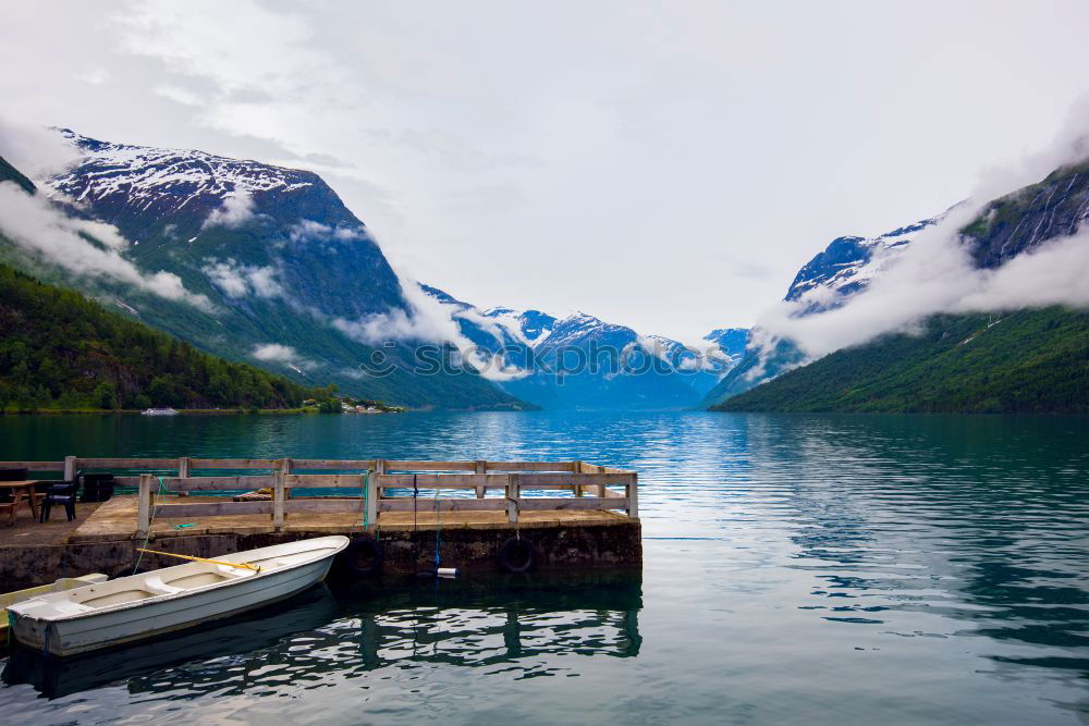 Image, Stock Photo View of the Geirangerfjord