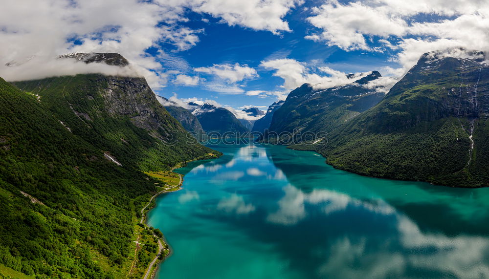 Similar – View of the Geirangerfjord in Norway