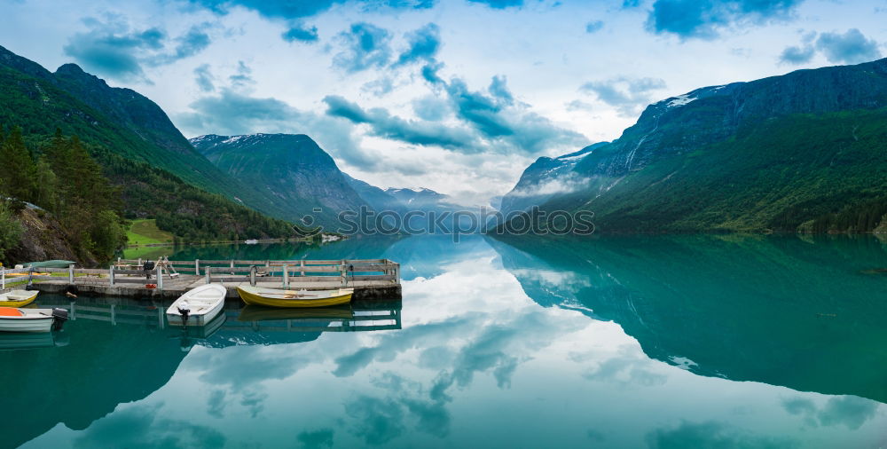 Similar – Image, Stock Photo View of the Geirangerfjord