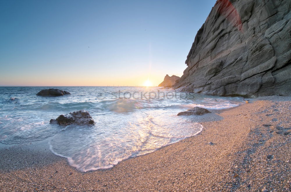 Similar – Summer Ocean Beach And Mountains Landscape In Portugal