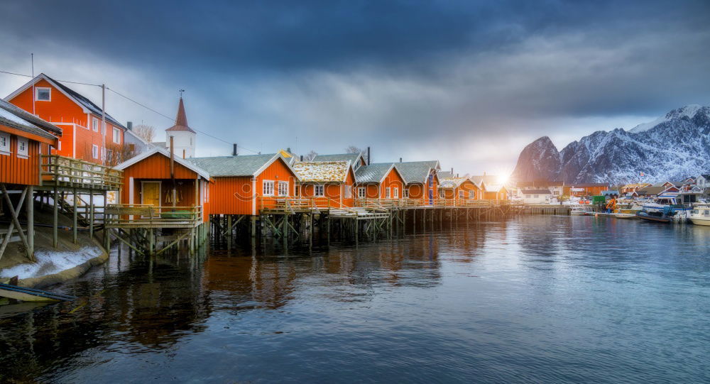 Similar – Image, Stock Photo View of the harbour of Klintholm Havn in Denmark