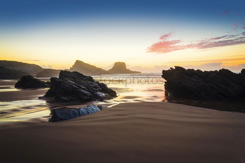 Similar – Image, Stock Photo Coast and calm sea in evening