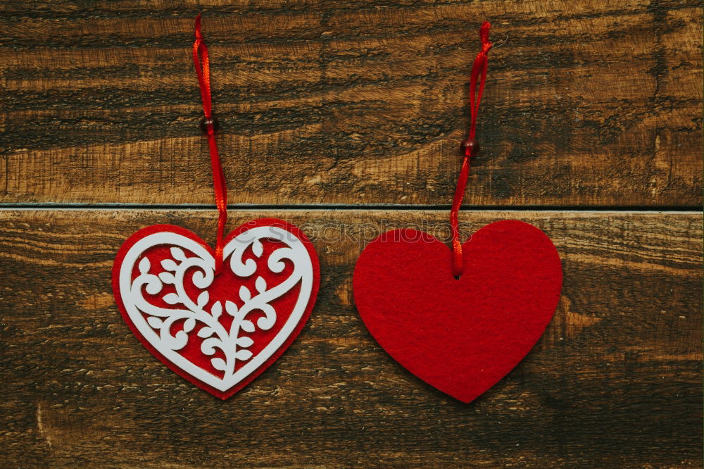 Similar – Image, Stock Photo Two hearts on a wooden board