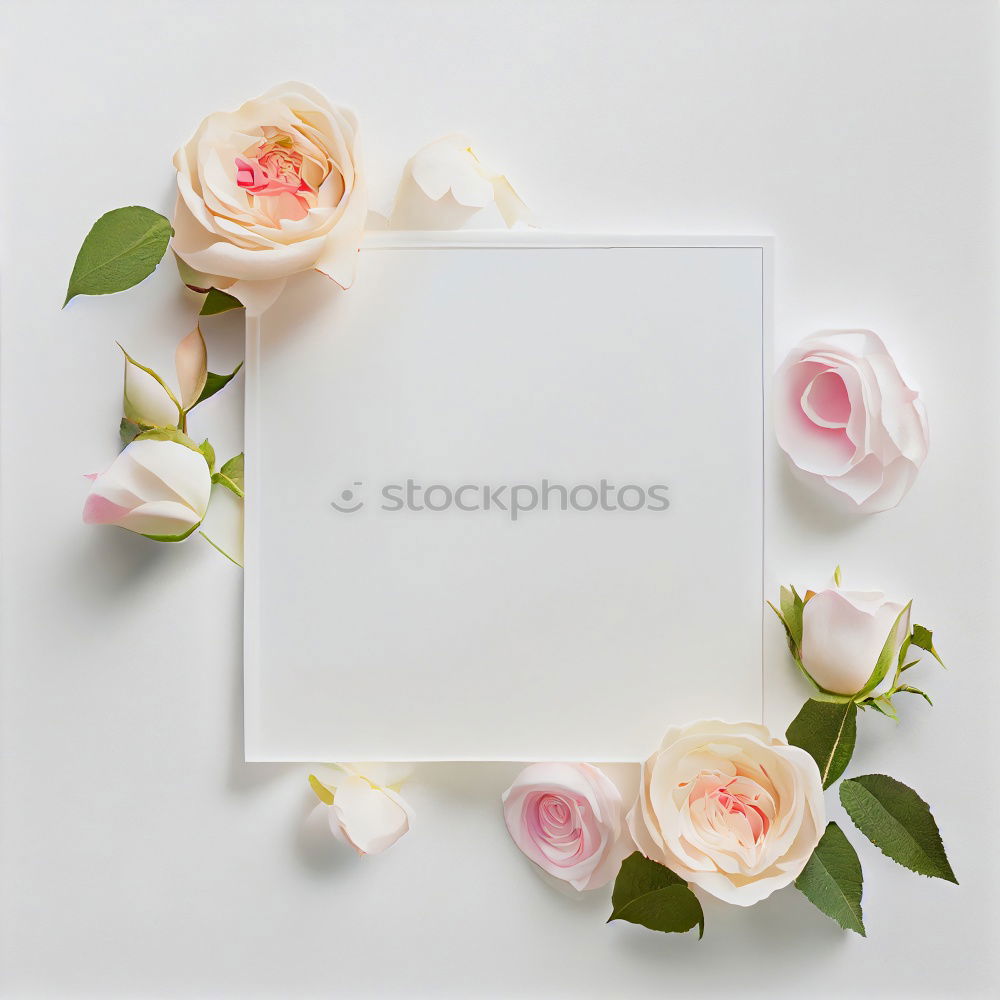 Similar – White blank card with pastel flowers and ribbon