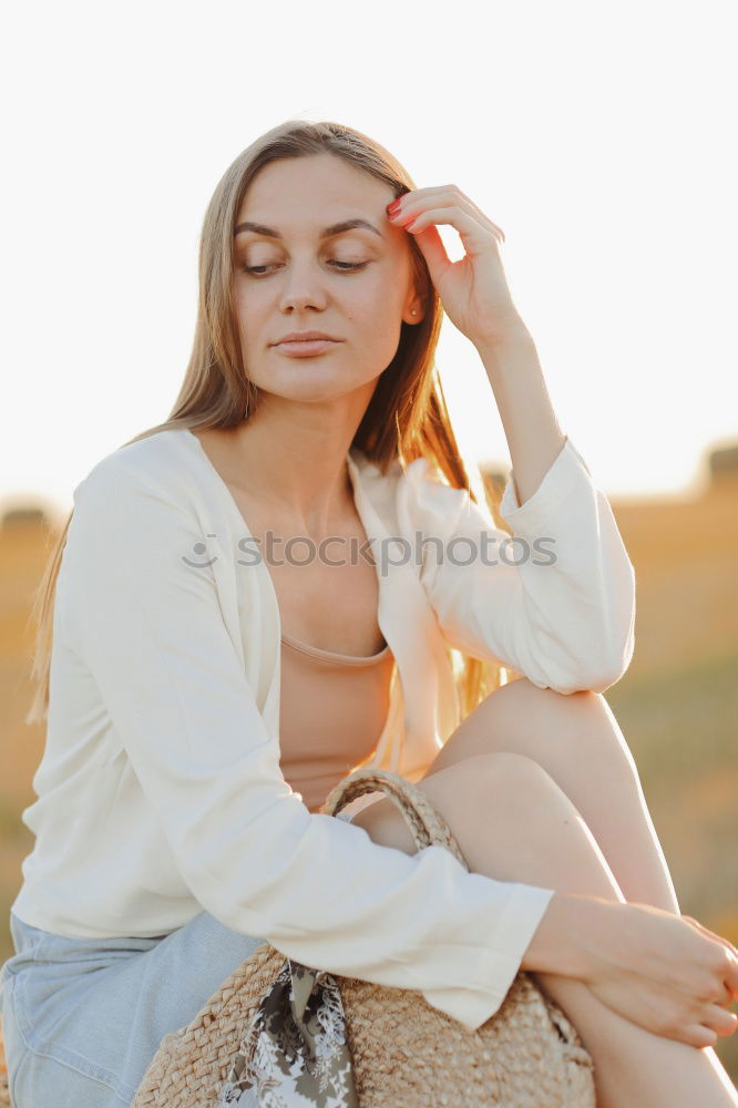 Similar – Image, Stock Photo Pretty young woman standing on cliff