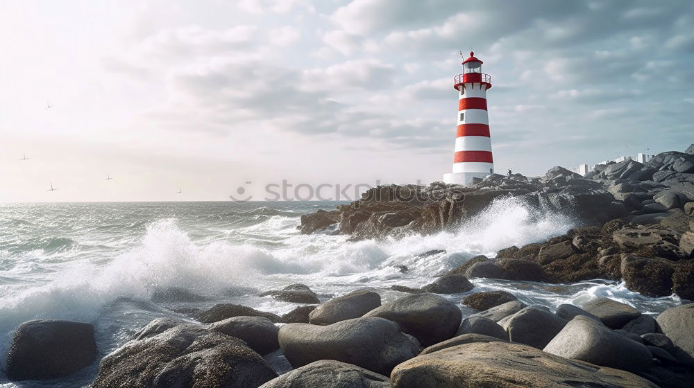 Similar – Image, Stock Photo Tourist and lighthouse on coastline