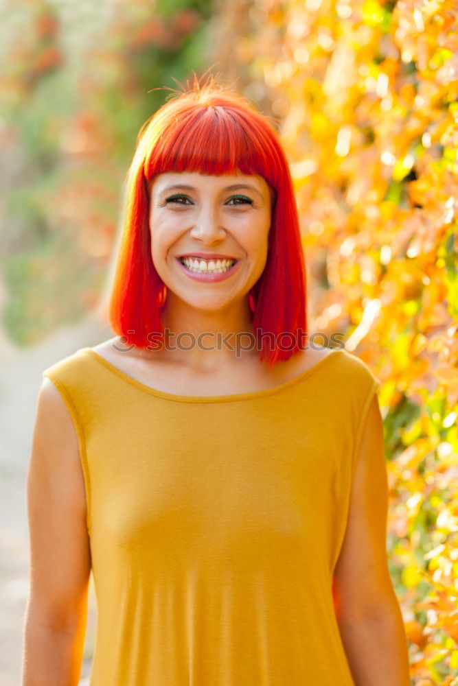 Similar – Image, Stock Photo Beautiful red haired woman in a park