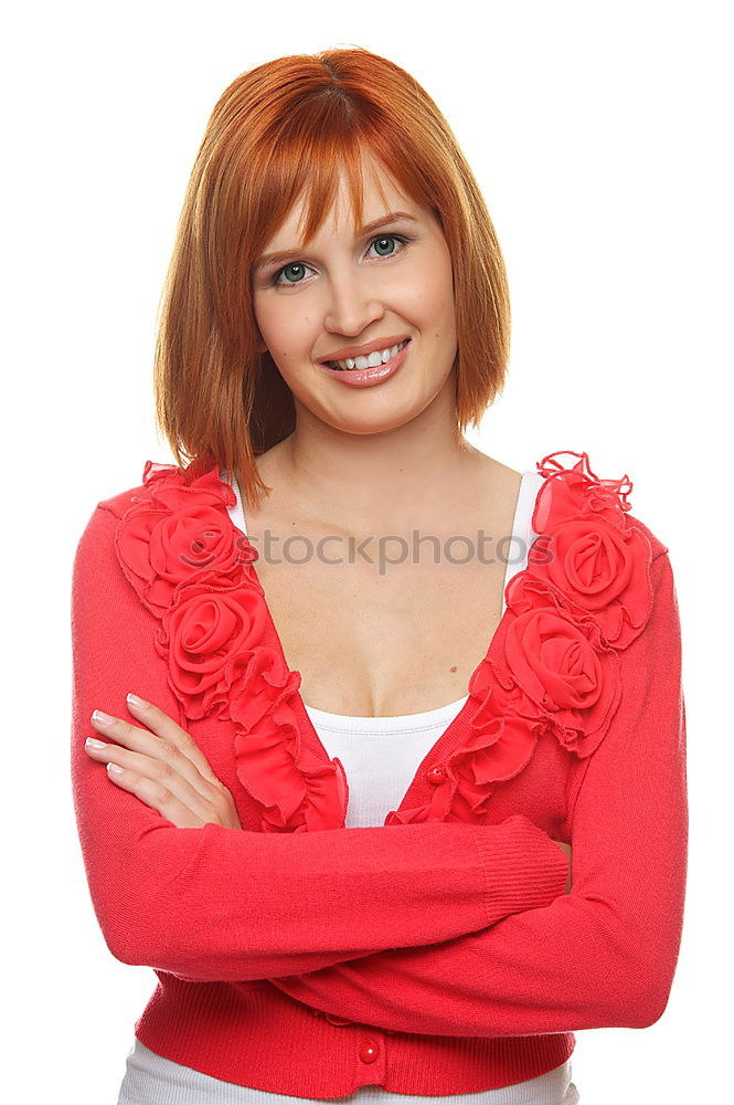 Redhead woman calling at home