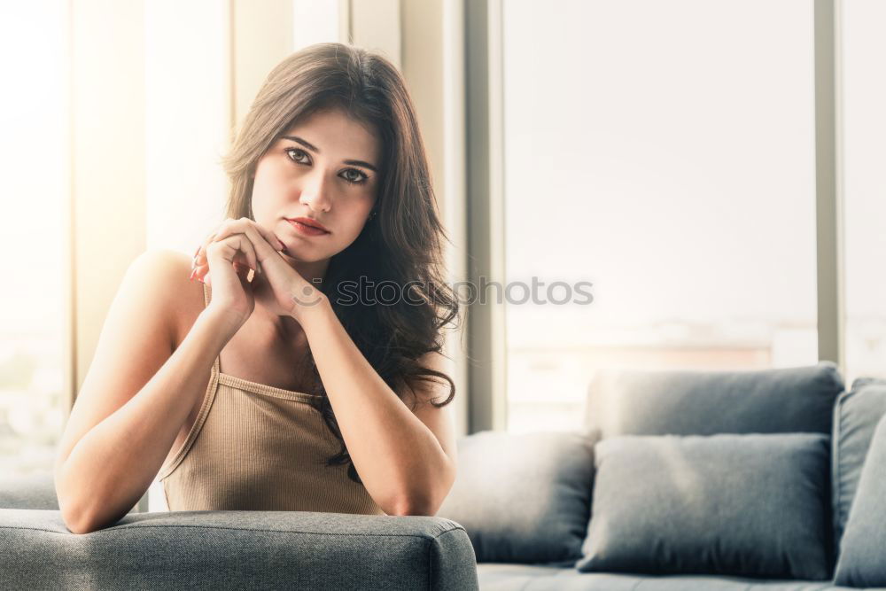 Similar – young beautiful woman relaxing at home