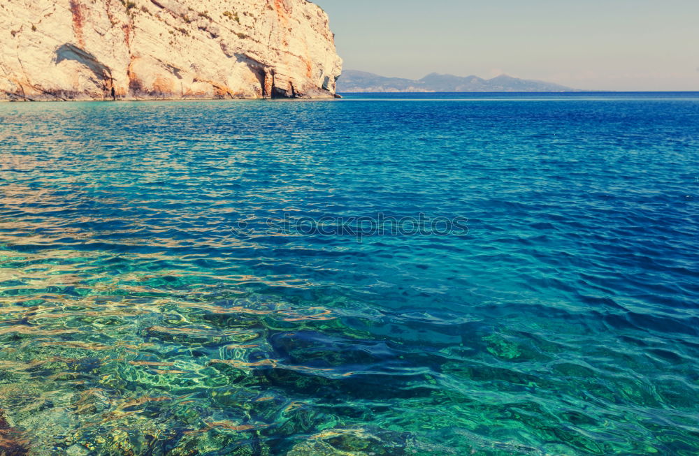 Similar – Blue sea and ship in Menorca, Spain