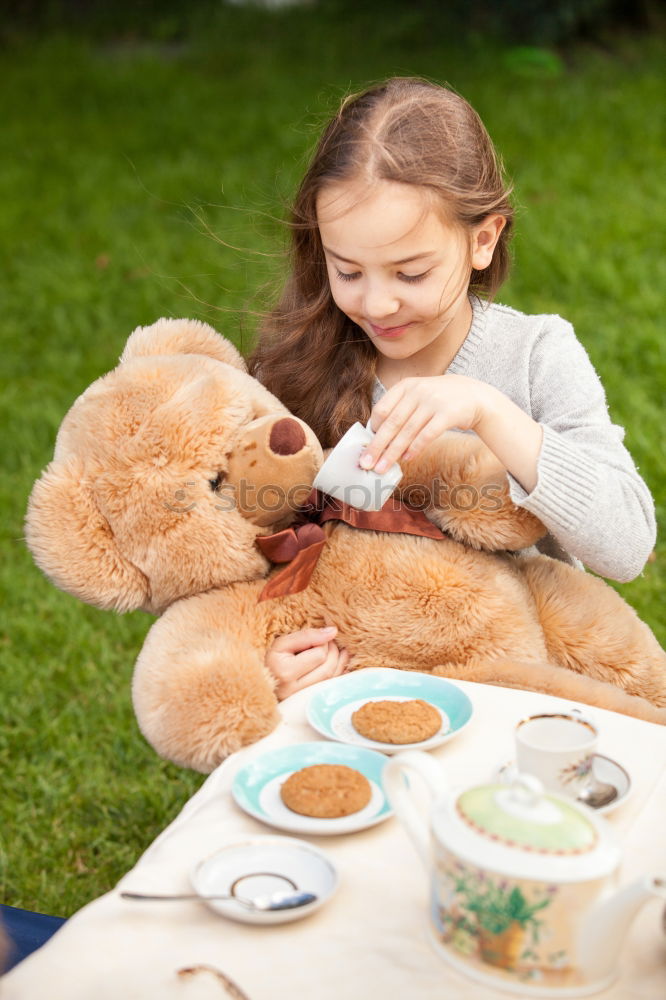 Similar – kid girl drinking hot cocoa at home in winter