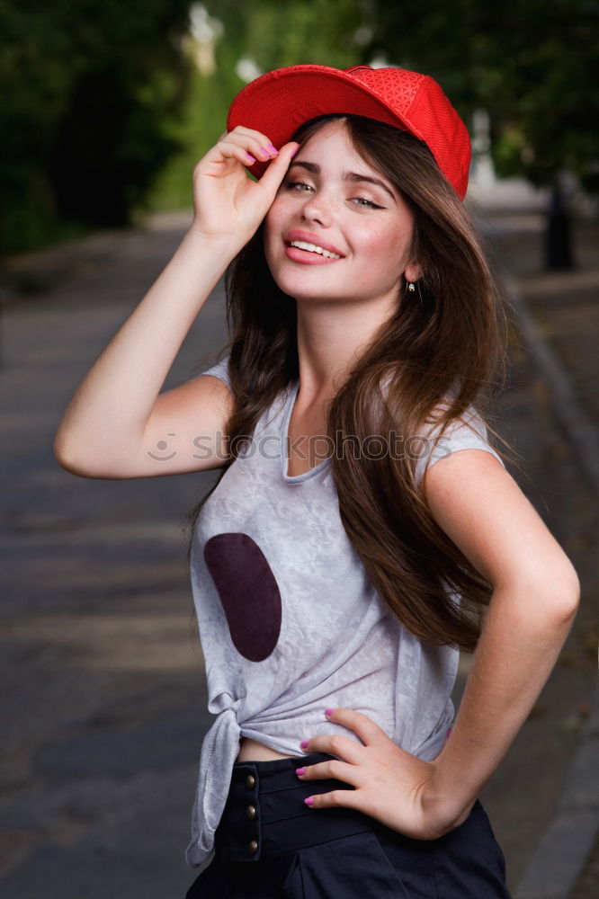 Similar – Image, Stock Photo portrait of smiling teenager in nature