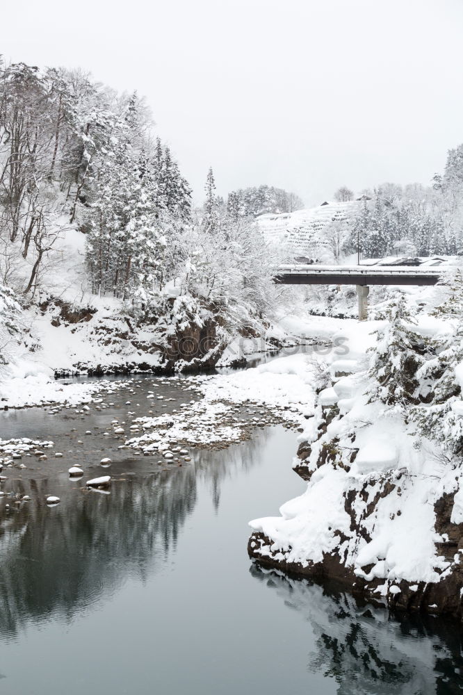 Similar – Image, Stock Photo Railway bridge over river at snowfall, winter Norway