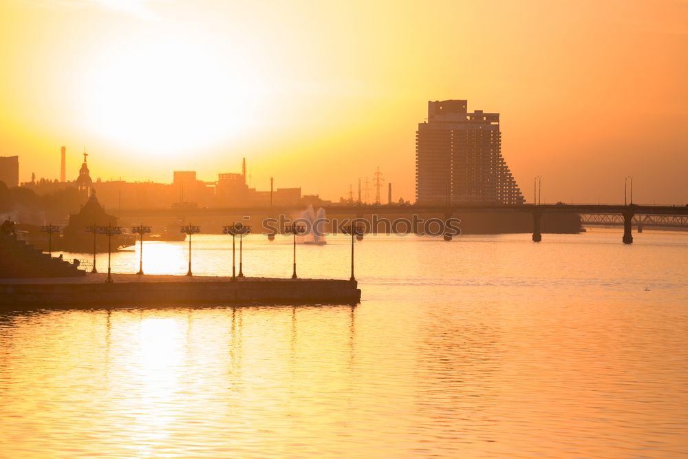 Image, Stock Photo View over the Warnow to Rostock in winter