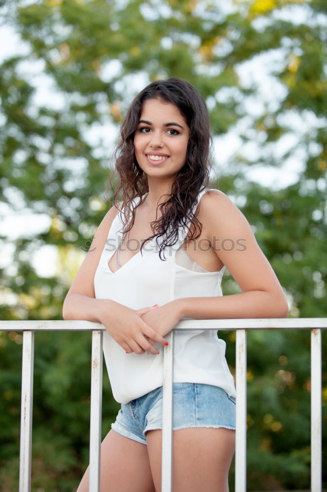 Similar – Happy young arabic woman with black curly hairstyle