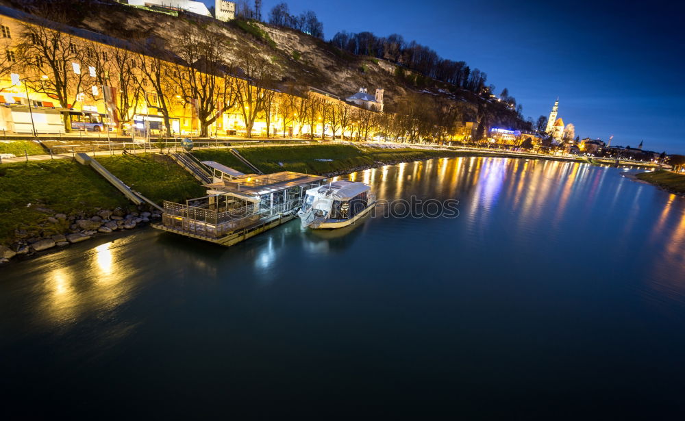 The Neckar in Heidelberg at the blue hour