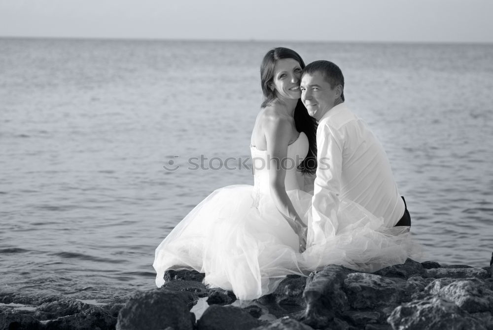 Similar – Beautiful wedding couple at the beach