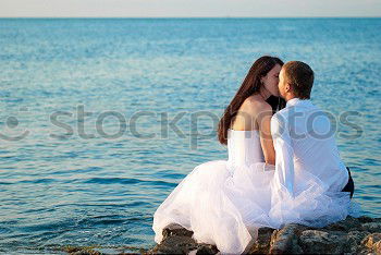 Beautiful wedding couple at the beach