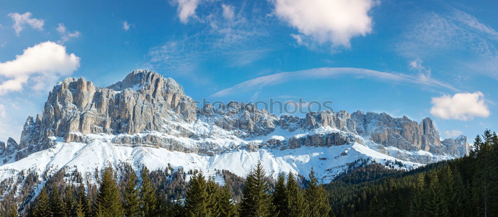 Similar – Image, Stock Photo Nuvolau peak after a summer snowfall, Dolomites, Italy.