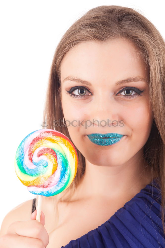 Similar – Image, Stock Photo Young woman with a cookie and coffee mug