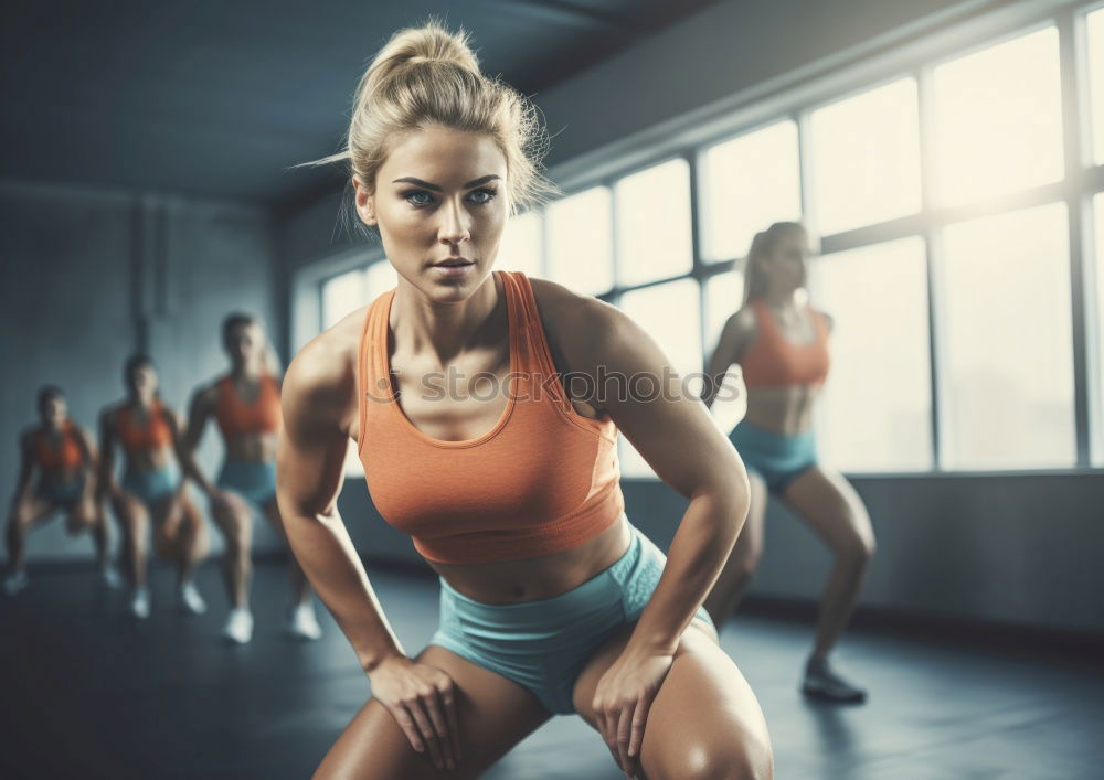 Similar – Image, Stock Photo People stretching legs in a fitness class