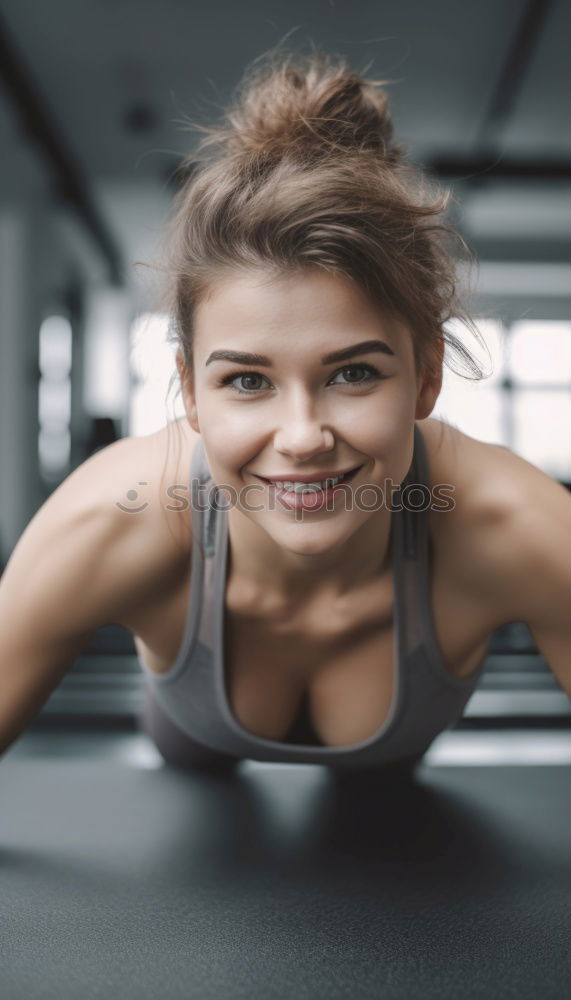 Similar – Image, Stock Photo Woman stretching legs in a fitness class