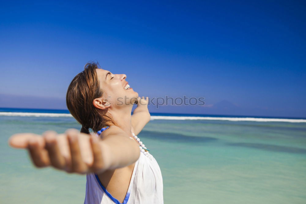 Similar – The happiest childhood: father and son walking along the tropical beach