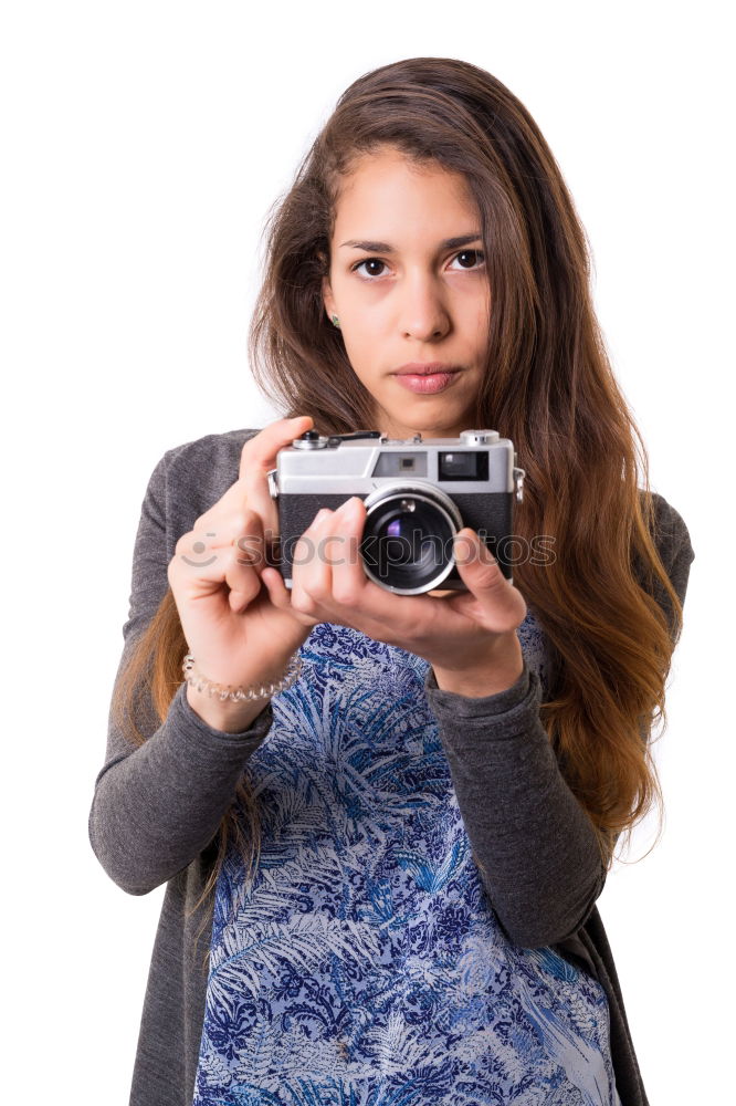 Similar – Image, Stock Photo Young blonde girl using an instant camera